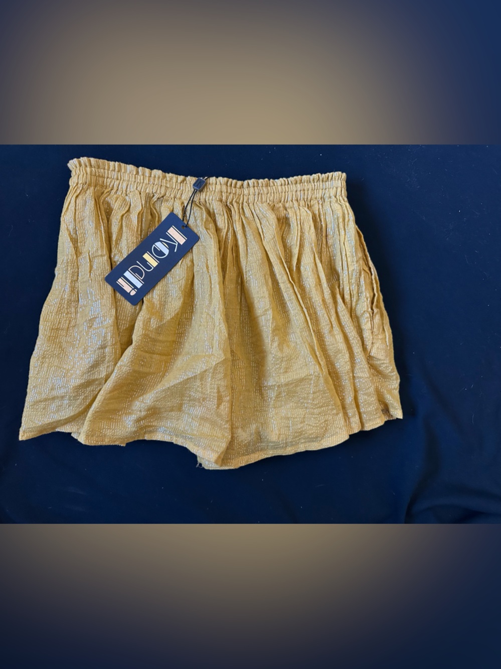 Suzi Kondi Metallic Mustard Gold Gathered shorts with pockets XS-S skater NWT - Picture 16 of 16